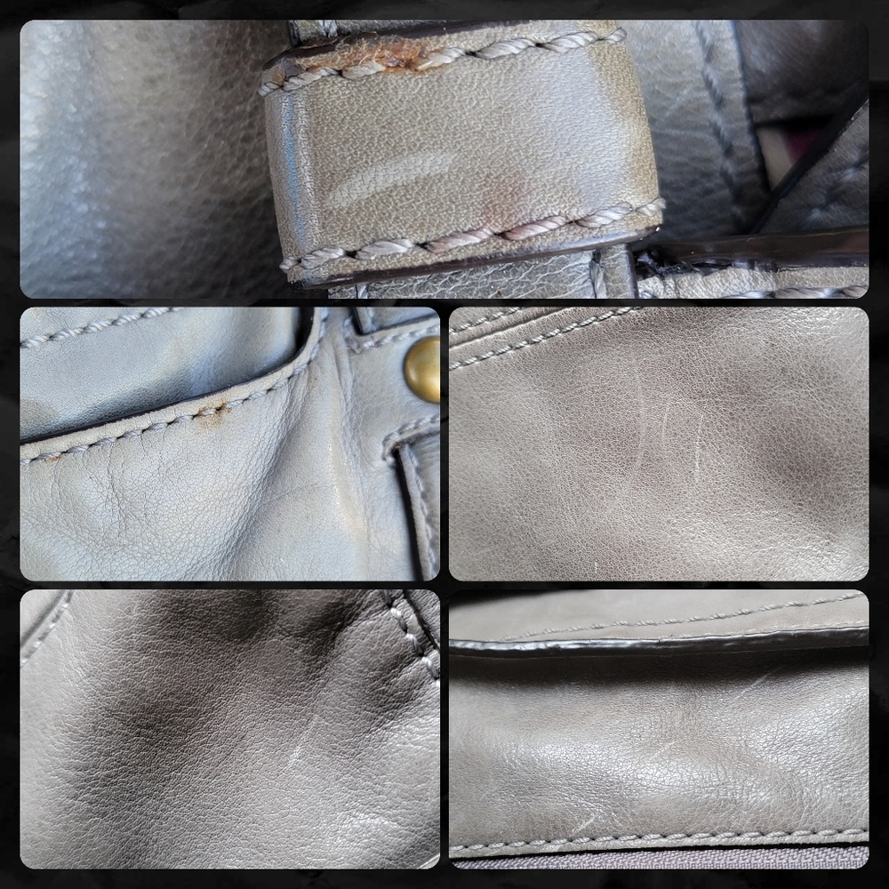 Coach 12705 Garcia Satchel Gray Olive Green Leather Y2K Brass Hardware Bag - Picture 15 of 16